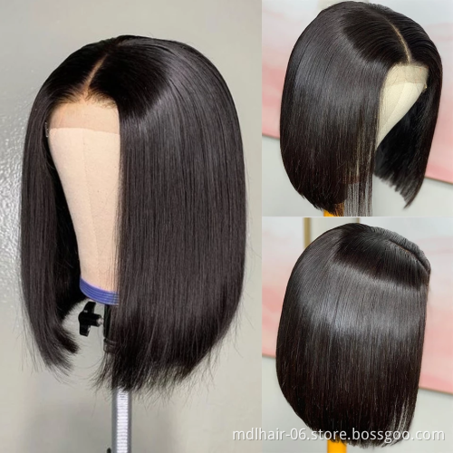 Wholesale Virgin Cuticle Aligned Hair 4X4 Lace Closure Bob Wig For Black Women Raw Peruvian Hair Lace Closure Wig